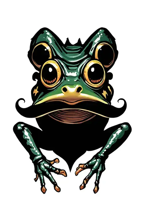 wizard frog with a mustache  tattoo design idea