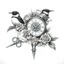 Clock Thistle scissors Penguins Compass Lion Scotland Roses Soldiers and poppy tattoo design idea