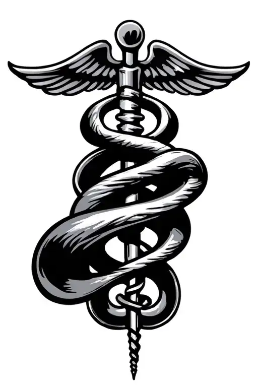 rod of asclepius medical staff tattoo design idea