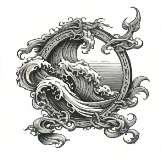 despite it all, your still living. with waves and unbroken chains  tattoo design idea