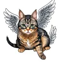cat with angel wings tattoo design idea