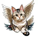 cat with angel wings tattoo design idea