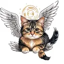 cat with angel wings tattoo design idea