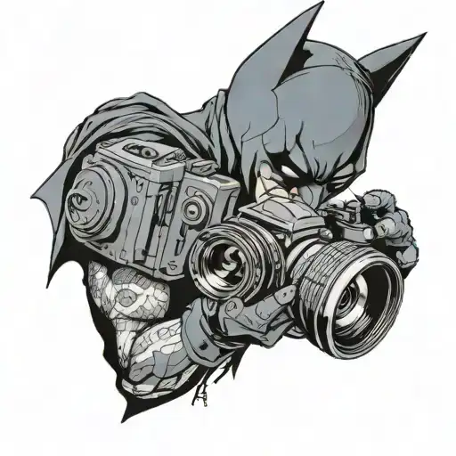 cinema e Batman holding a camera tattoo design idea