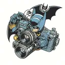 cinema e Batman holding a camera tattoo design idea