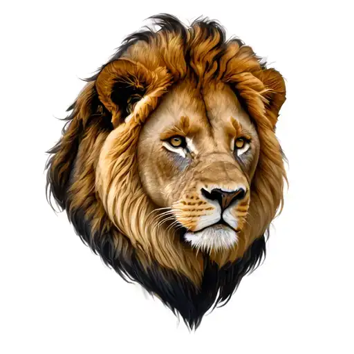 1/2 profile lion head with 2 cubs under head tattoo design idea