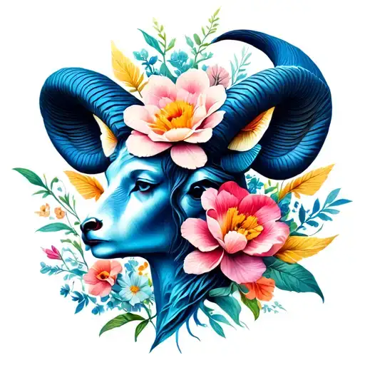 aries zodiac sign with pisces zodiac signwith taurus zodiac sign, flowers tattoo design idea