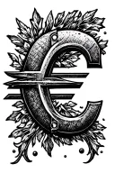 euro symbol for shoulder gangster style tattoo design idea