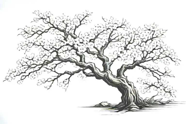 cherry blossom tree masculine tattoo upper back tattoo design idea