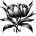 infinity symbol with an 11 on one side and on the other a tulip tattoo design idea