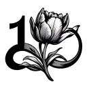 infinity symbol with an 11 on one side and on the other a tulip tattoo design idea
