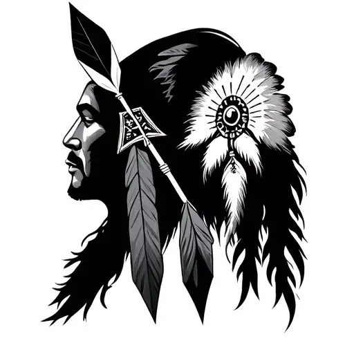 2 indian arrows one with black stone point thebother with white chaplet tattoo design idea