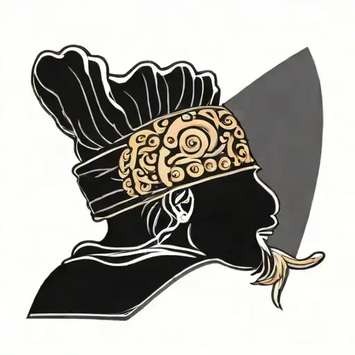 Incorporate an intricate design of a chef's hat with a swirling pattern of ale dante and bread, accented with a santoku knife tattoo design idea