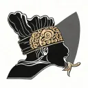 Incorporate an intricate design of a chef's hat with a swirling pattern of ale dante and bread, accented with a santoku knife tattoo design idea