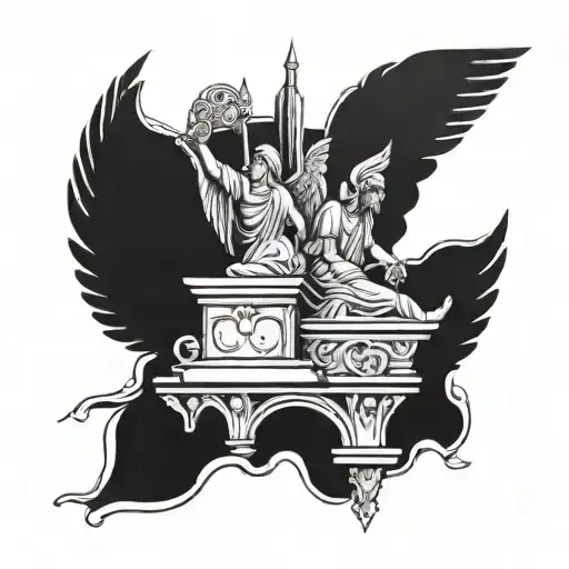 angels from the ark of the covenant tattoo design idea