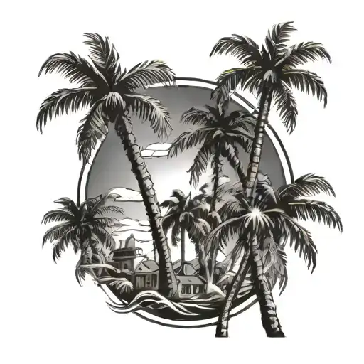 los angeles fire palm tree tattoo design idea