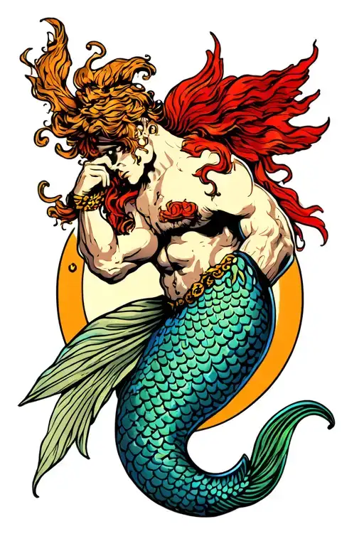 merman gay tattoo design idea