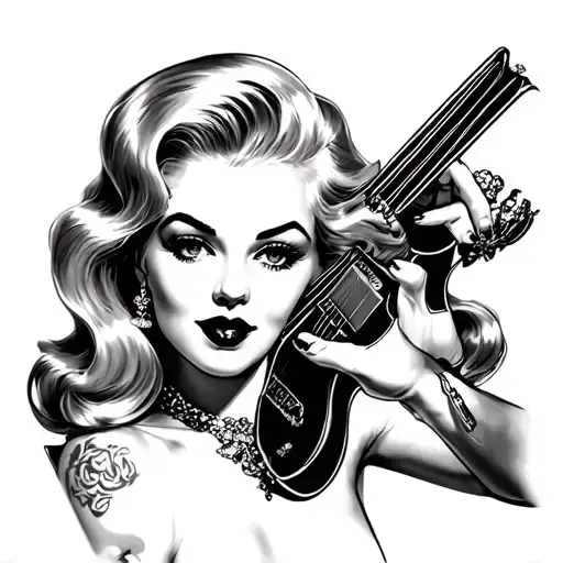 Blonde Pin Up Girl tattoo design idea