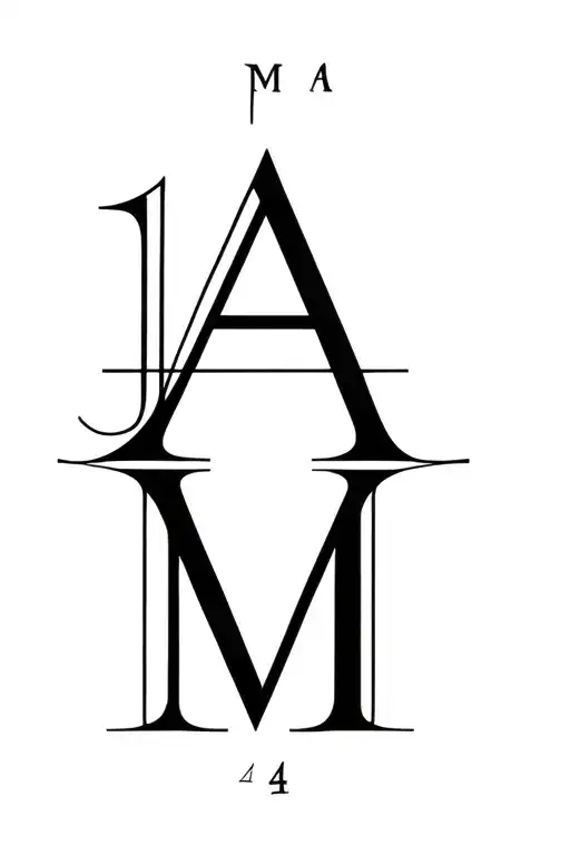 combine the letters "A" and "M" into a single, cohesive artistic monogram, and subtly incorporate the number 1 and 4 tattoo design idea