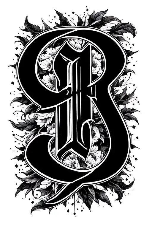 Create a tattoo of three 9’s styled in blackletter or gothic script  vertically placed from right below the elbow crease tattoo design idea