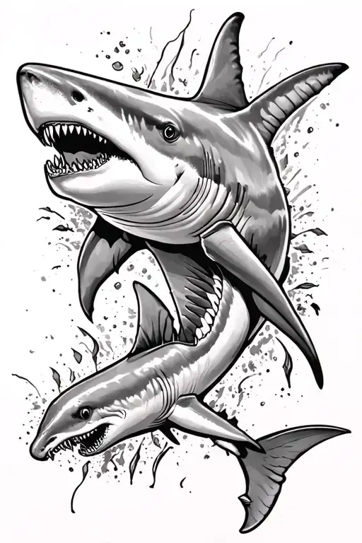 Texas and great white shark tattoo design idea