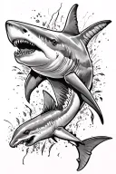 Texas and great white shark tattoo design idea