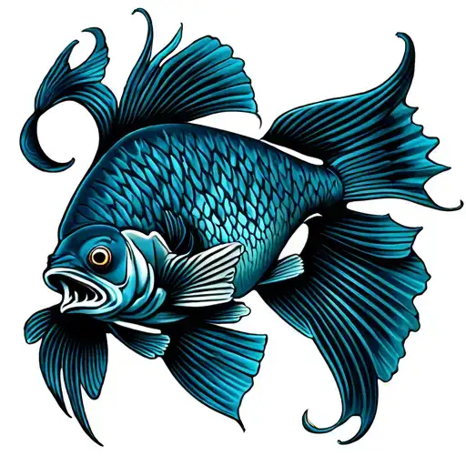 two fish with shadows tattoo design idea