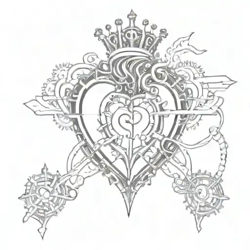 steampunk sacred heart tattoo design idea