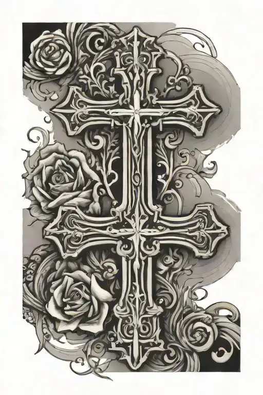 cross with Philippians 4:13 tattoo design idea