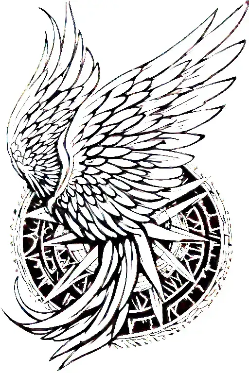 wing compass tribal mandala design incorporating tattoo design idea