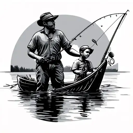 Dad And Son Fishing tattoo design idea