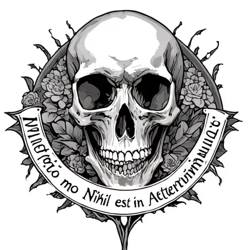 the phrase "memento mori, nihil est in aeternum" tattoo design idea