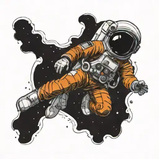 an astronaut floating in space tattoo design idea