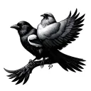 peace dove cuddling two crows tattoo design idea