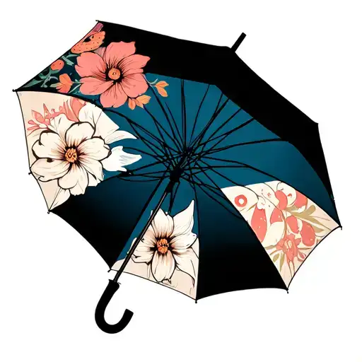 bring me the horizon umbrella with traditional flowers  tattoo design idea