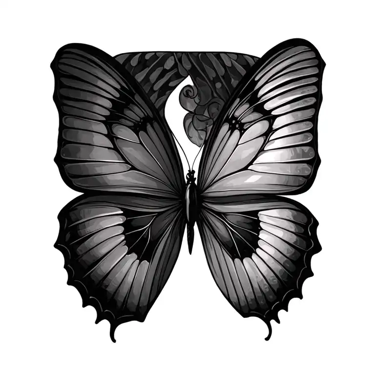 Half Butterfly wings tattoo design idea