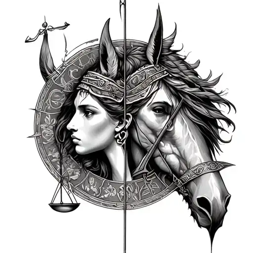 Libra And Sagittarius Combined tattoo design idea
