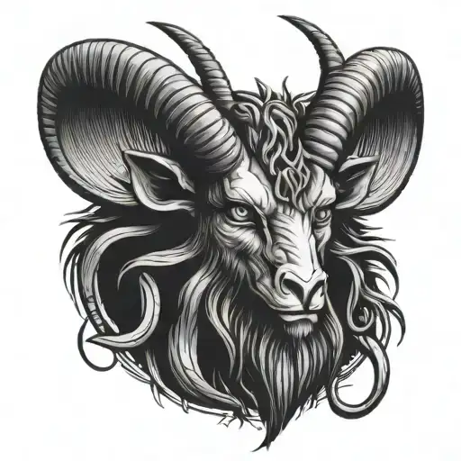 baphomet head tattoo design idea
