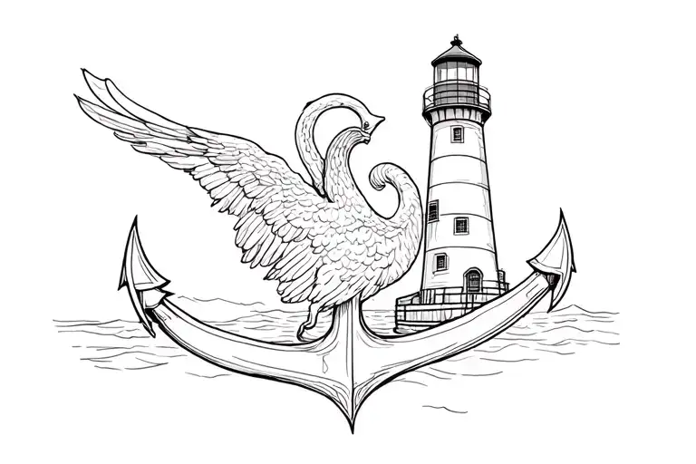 Möwe anker lighthouse anchor tattoo design idea