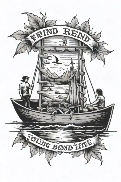 friend Ben, trauma bond, suicide south siders lake, boating friends for life monument tattoo design idea