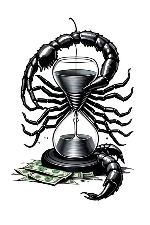 scorpion hourglass blood money tattoo design idea