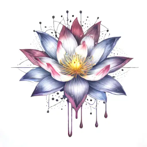 darker colors such as red,violet and maroon to resemble deep space, keep the lotus flower.exploding star at center  tattoo design idea