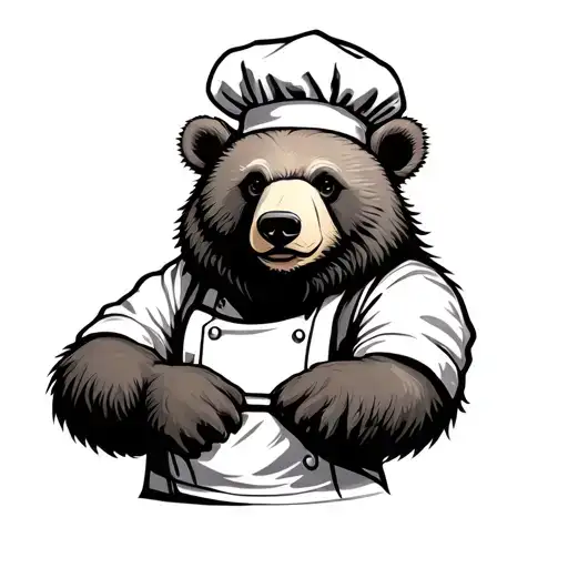 traditional style bear that is a chef tattoo design idea