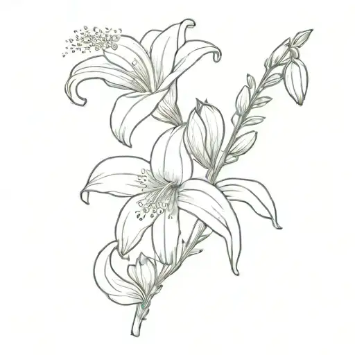lily flower intertwined with foxglove tattoo design idea