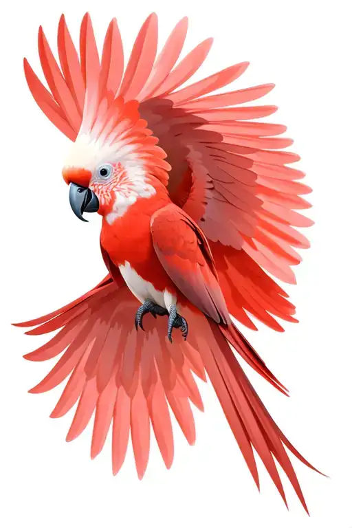 red tail cockatoo flying tattoo design idea