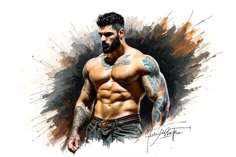 man in the arena tattoo design idea