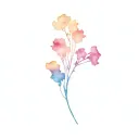 tattoo where a small fragment of a fingerprint, where lines of print transitions into long, soft, airy watercolor stroks tattoo design idea