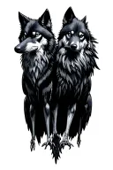 raven and wolf standing tattoo design idea
