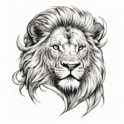 human want the fire a lion head tattoo design idea
