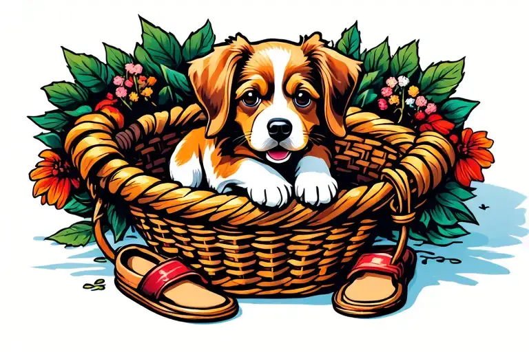 charm of my dog toto for charm bracelet including dog inside basket,  on the yellow brick road, and slippers on side  tattoo design idea